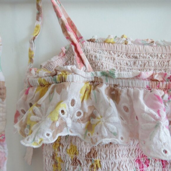 POLO RALPH LAUREN Floral Ruffled Peplum Tank Top Eyelet Pastel Cottage Preppy - Picture 11 of 13